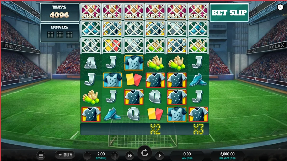 Interface do jogo World Class Kick Off Dream Drop com tema de futebol retrô