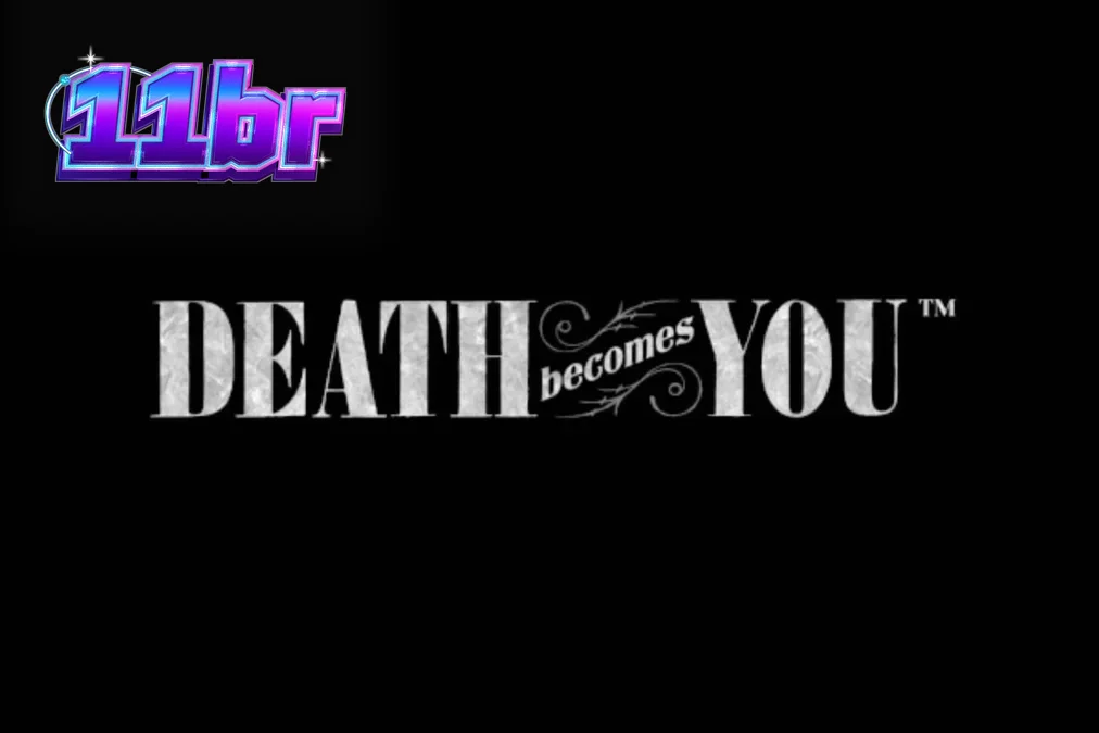 Interface gótica e sombria do jogo Death Becomes You com símbolos de corações e mariposas